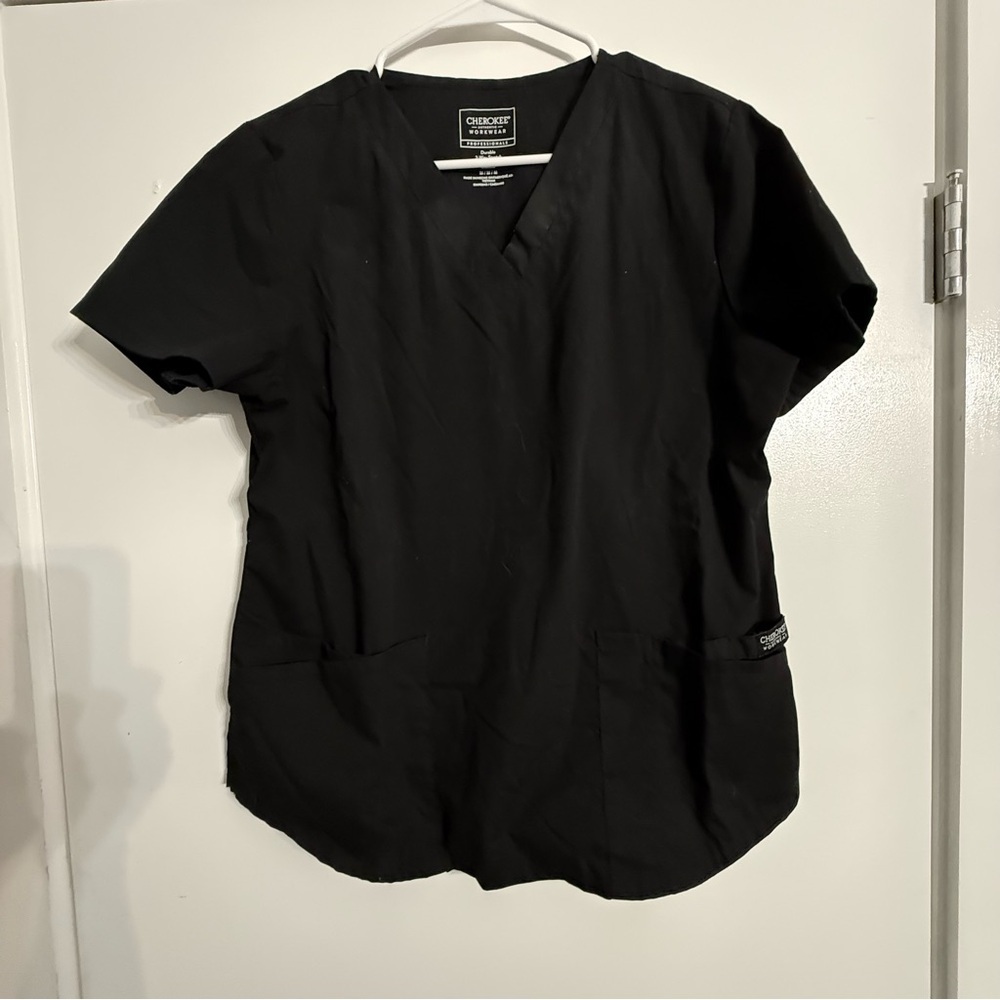 Cherokee Durable Black Workwear Scrub Top Women’s Size Medium